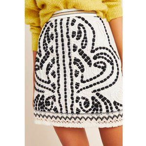 Anthropologie Carys Embroidered Mini Skirt